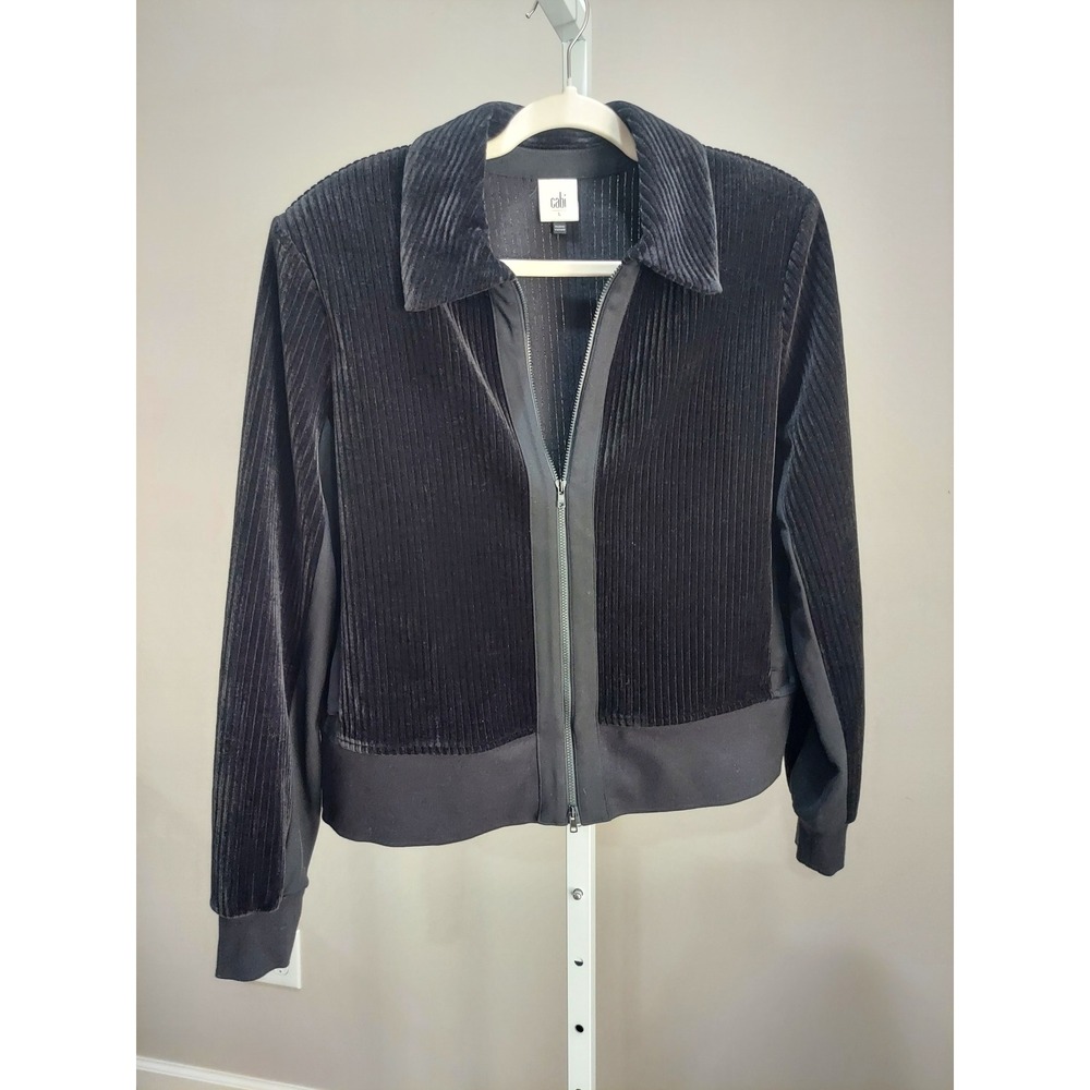 Cabi Team Bomber Jacket #4499 Wide Wale Velvet Corduroy Full Zip Size L